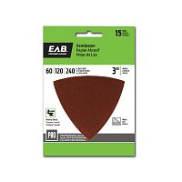   3" x 60/120/240 Grit Sandpaper (15 Pack)  Professional Oscillating Accessory 
